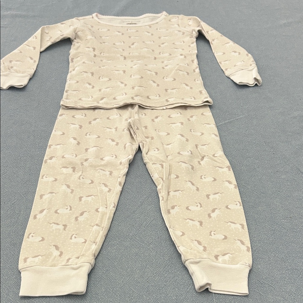 Janie and Jack Beige Pajama Set with Animal Print